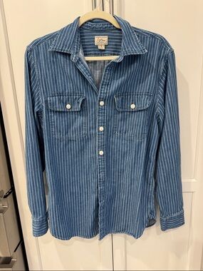 J. Crew Blue Pinstripe Button-Down Denim Shirt